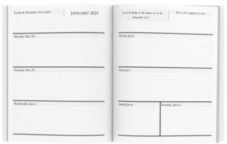 Week at-a-glance with two-page spread weekly views