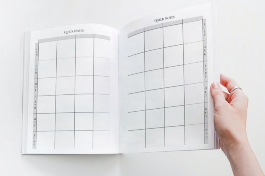 2 page spread for monthly quick notes