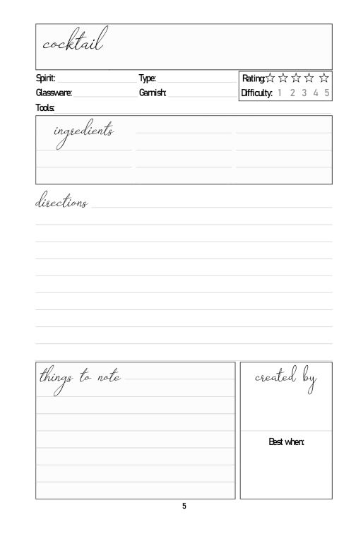 Cocktail Recipe Journal