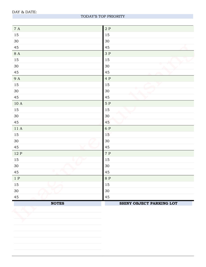 Totally Free Hourly Planner 15 minute Increments  PDF Download 