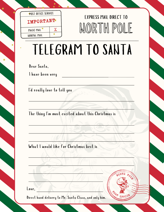 FREE Christmas Coloring Pages PDF and Letter to Santa PDF Downloads for kids