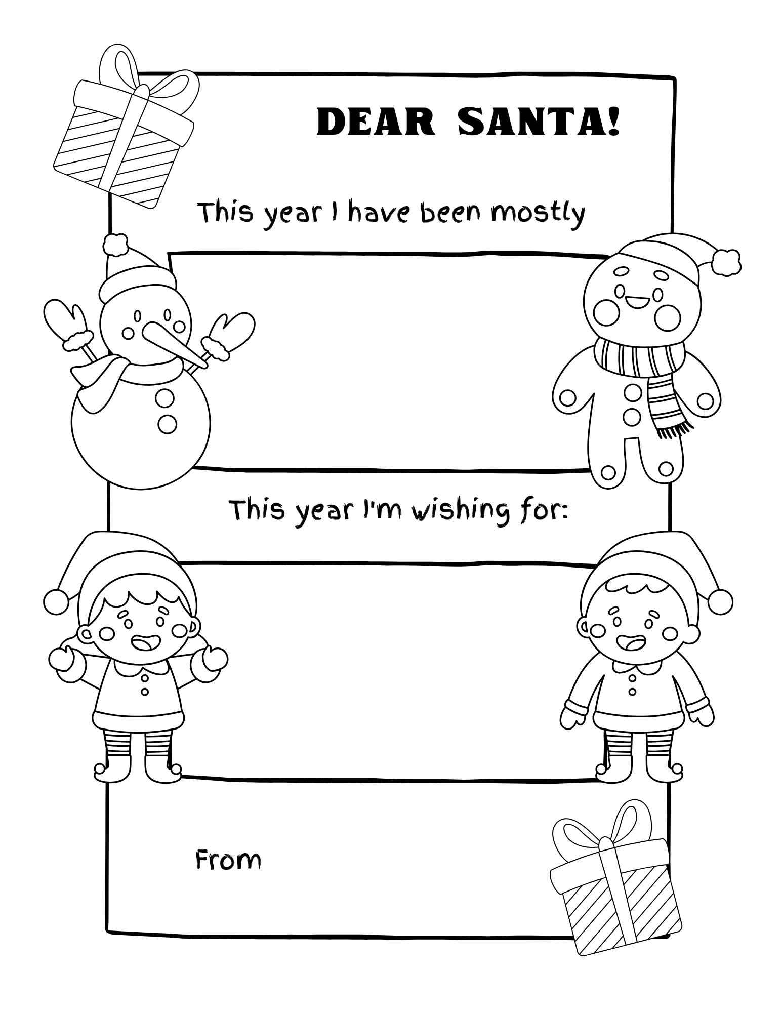 Free Christmas Letter for Santa for Kids PDF Download - Christmas Coloring Book for Kids Free PDF Downloads - printable